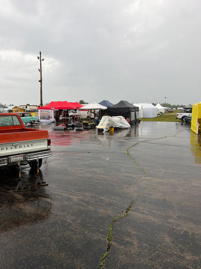 It’s a little wet at Iola swap meet but that’s not going to stop usb